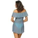 Graue Strandtunika mit Carmenausschnitt – Bild 2