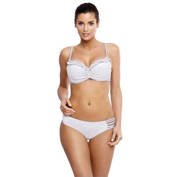 Bikini mit Rüschen und Raffung in Grau