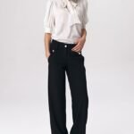 Schwarze Damenhose im Palazzo Stil