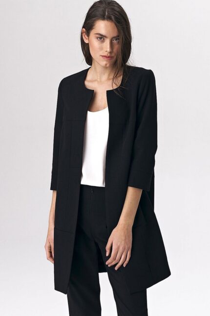 Schwarze Blazer Jacke mit dreiviertel Arm