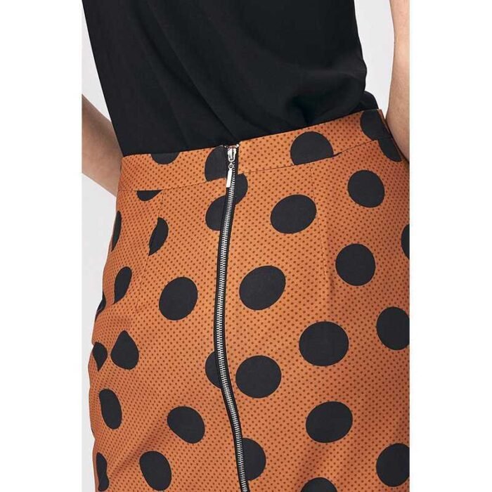 Brauner knielanger Businessrock mit Punkten