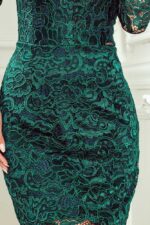 Grünes hautenges Cocktailkleid mit Spitze