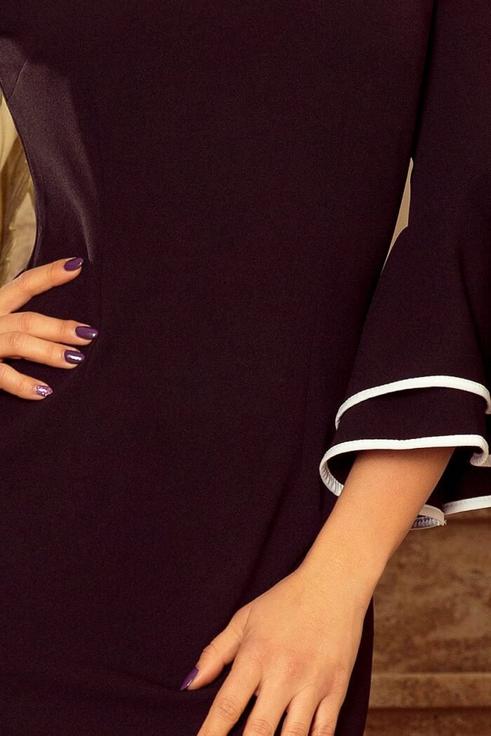 Schwarzes elegantes Cocktailkleid mit Volantärmel