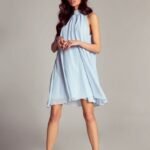 Elegantes blaues luftiges Chiffon Cocktailkleid