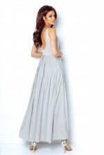 Graues Maxikleid mit Plisseerock