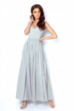 Graues Maxikleid mit Plisseerock