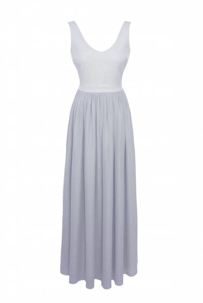 Graues Maxikleid mit Plisseerock