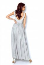 Graues Maxikleid mit Plisseerock