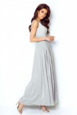 Graues Maxikleid mit Plisseerock