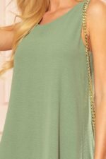 Olivgrünes Trapez Sommerkleid