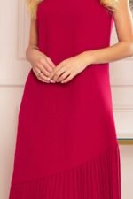 Rotes ärmelloses trapezförmiges Sommerkleid