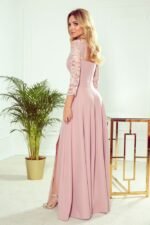 Langes elegantes Spitzen Abendkleid Rosa