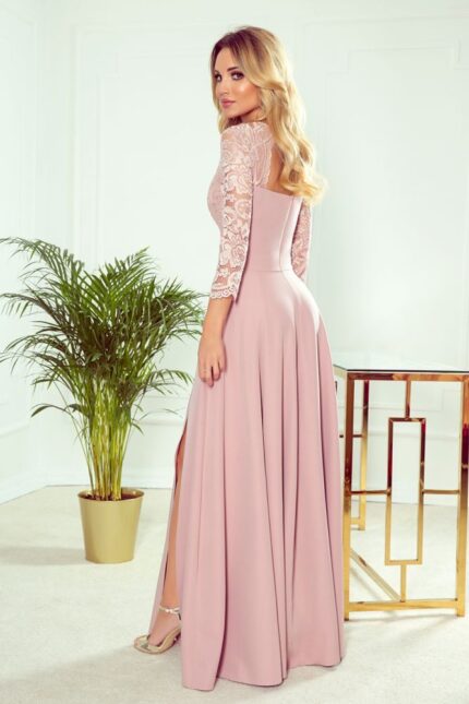 Langes elegantes Spitzen Abendkleid Rosa