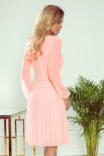 Langarm Chiffonkleid in Pfirsichfarbe