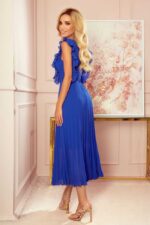 Blaues Chiffonkleid Midilänge Grösse M & L – Bild 4