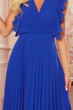 Blaues Chiffonkleid Midilänge Grösse M & L – Bild 5