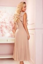 Plissiertes Chiffonkleid Midilänge beige
