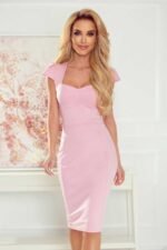 Elegantes rosa Kurzarm Etuikleid