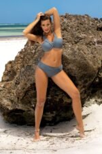 Grauer verzierter Bikini mit Push-up Effekt