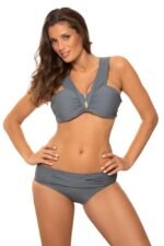 Grauer verzierter Bikini mit Push-up Effekt – Bild 3