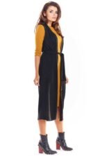 Lange Weste mit Gürtel in Schwarz