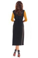 Lange Weste mit Gürtel in Schwarz