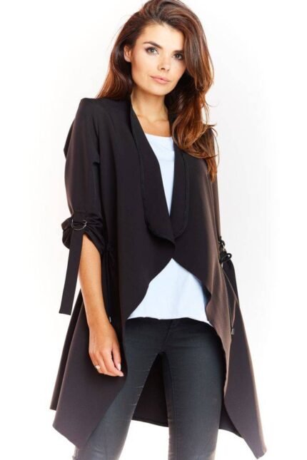 Schwarze verschlusslose lockere jacke