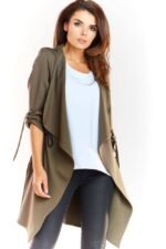 Verschlusslose lockere jacke in Khaki