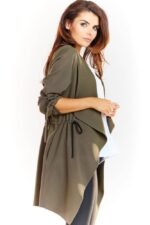 Verschlusslose lockere jacke in Khaki