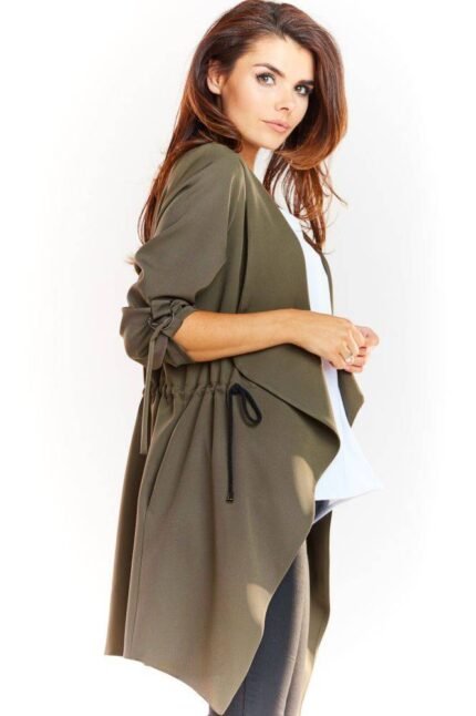 Verschlusslose lockere jacke in Khaki