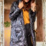 Oversized Parka in glänzendem Schwarz