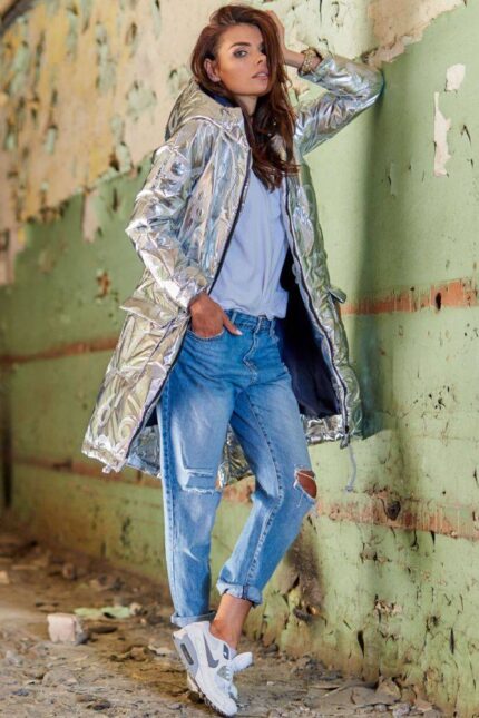 Parka im Oversized Style Silber