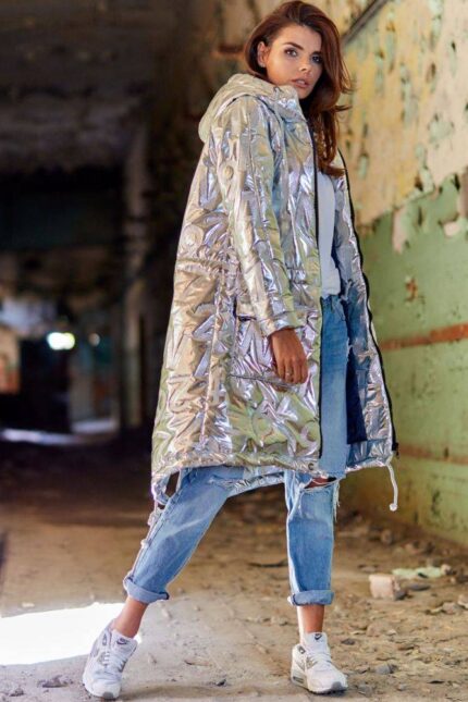 Parka im Oversized Style Silber