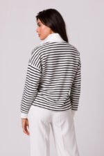 Gestreifter Baumwoll Pullover mit Kragen – Bild 2