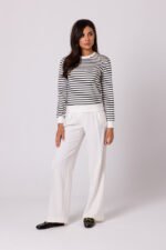 Gestreifter Baumwoll Pullover mit Zierknöpfen – Bild 4