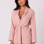 Pinker verschlussloser Blazer mit Bindegürtel