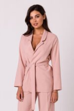 Pinker verschlussloser Blazer mit Bindegürtel