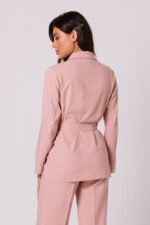 Pinker verschlussloser Blazer mit Bindegürtel – Bild 3