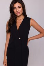 Schwarzes klassisch elegantes ärmelloses Midikleid