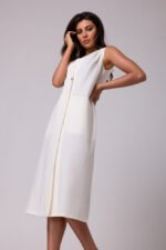 Klassisch elegantes ärmelloses Midikleid in Creme