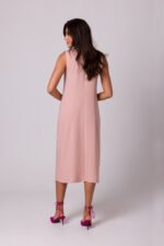 Klassisch elegantes ärmelloses Midikleid in Pink – Bild 3
