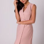 Klassisch elegantes ärmelloses Midikleid in Pink