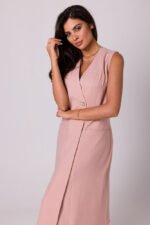 Klassisch elegantes ärmelloses Midikleid in Pink