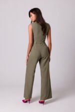 Ärmelloser Overall mit weitem Bein in Oliv – Bild 4