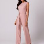 Ärmelloser Overall mit weitem Bein in Pink