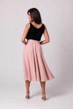 Pinker hochtaillierter ausgestellter Rock – Bild 3