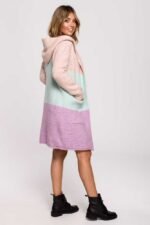 Warme mehrfarbige Longline Strickjacke – Bild 2