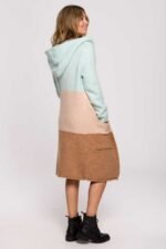 Mehrfarbige Longline Strickjacke mit Kapuze – Bild 3