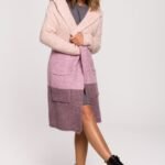 Bunte Longline Strickjacke mit Kapuze
