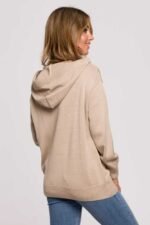 Strickpullover mit Kapuze in Beige – Bild 3